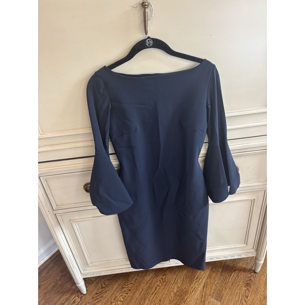 Chiara Boni La Petit Robe Bell Sleeve Midi Dress Navy Blue Size 40 Made In Italy